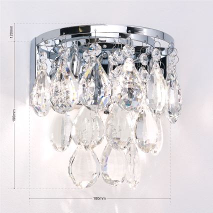 Vägglampa i kristall CELESTE 2xG9/40W/230V skinande krom