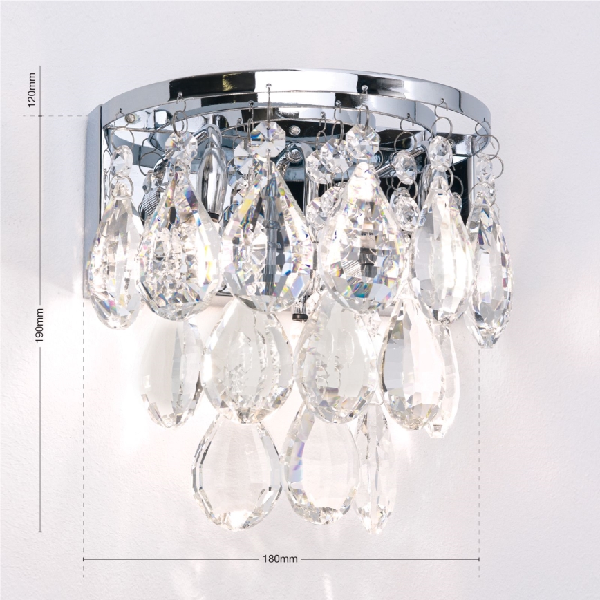 Vägglampa i kristall CELESTE 2xG9/40W/230V skinande krom