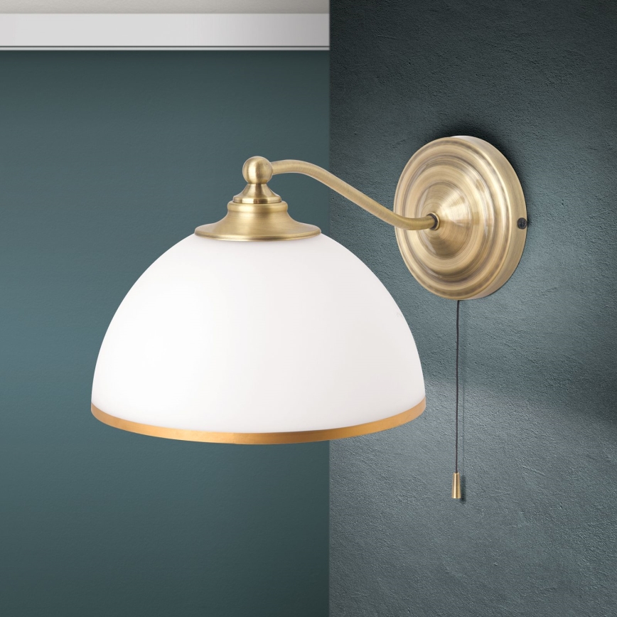 Vägglampa OLD LAMP 1xE27/40W/230V vit/mässing