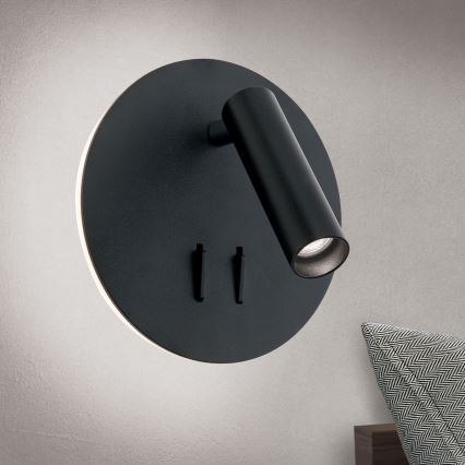 LED väggspotlight LENNY LED/6W/230V + LED/3W svart