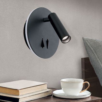 LED väggspotlight LENNY LED/6W/230V + LED/3W svart