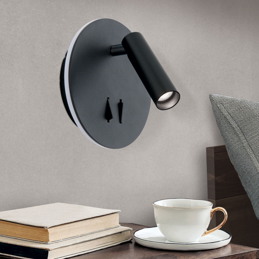 LED väggspotlight LENNY LED/6W/230V + LED/3W svart