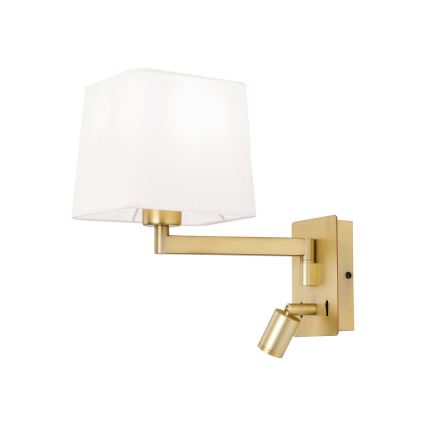 LED vägglampa CARLTON 1xE27/40W/230V + LED/3W vit/guld