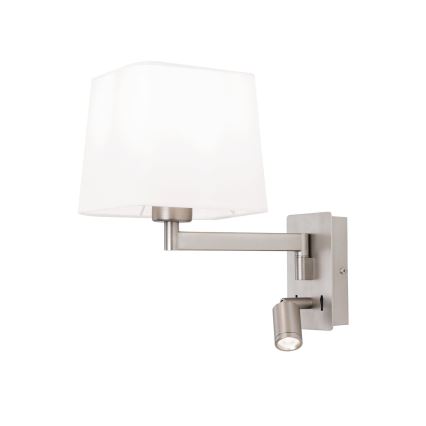 LED vägglampa CARLTON 1xE27/40W/230V + LED/3W vit/matt krom