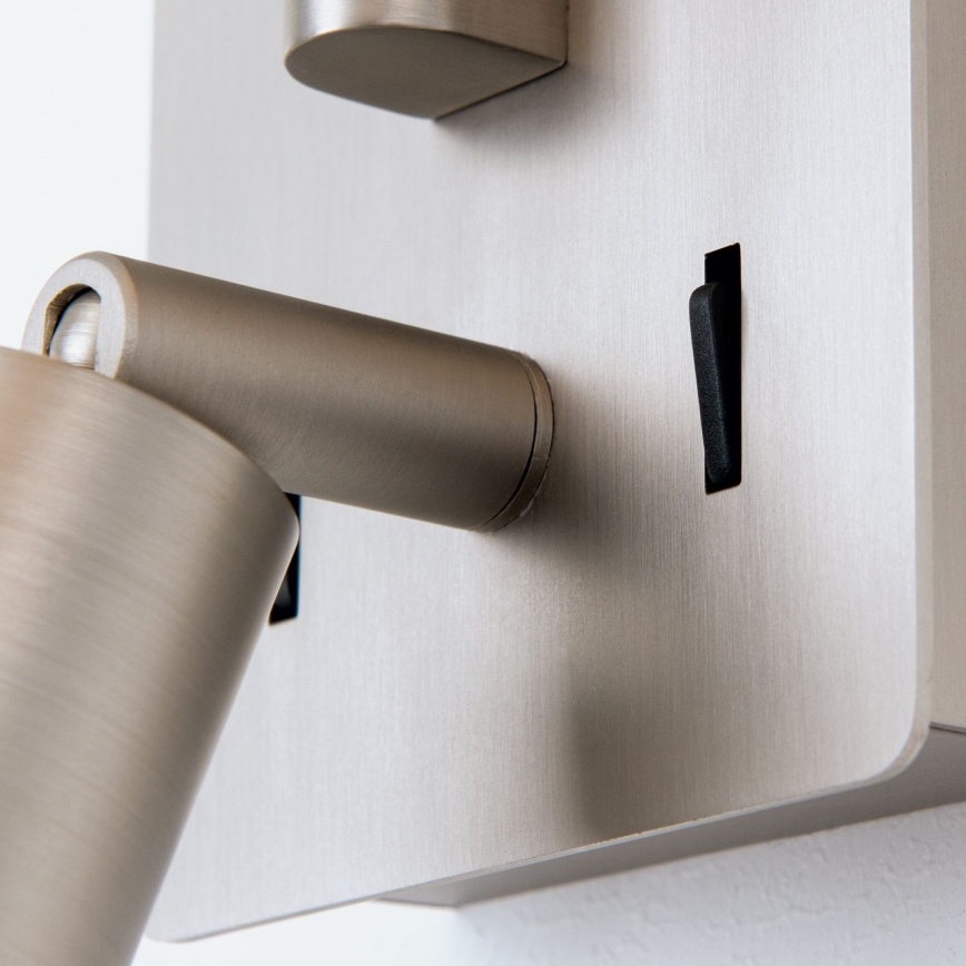 LED vägglampa CARLTON 1xE27/40W/230V + LED/3W vit/matt krom