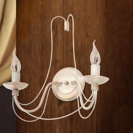 Vägglampa VELA 2xE14/40W/230V vit/guld/patina