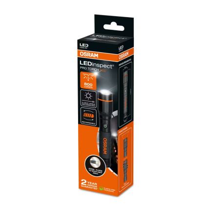 Osram - Dimmbar uppladdningsbar LED-ficklampa LEDINSPECT PRO TORCH 800 LED/8W/3,7V 2200 mAh IP44