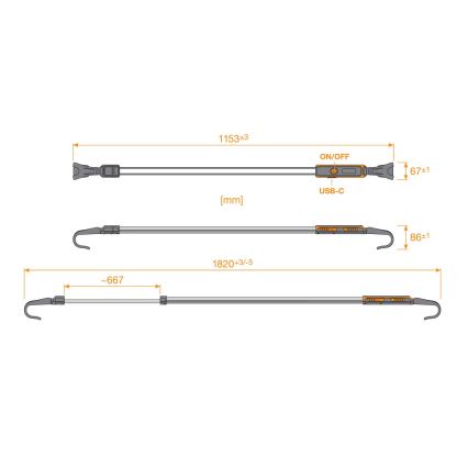 Osram - Dimbar uppladdningsbar LED-inspektionslampa LEDINSPECT UNDERBONNET LED/16W/3,7V IP65