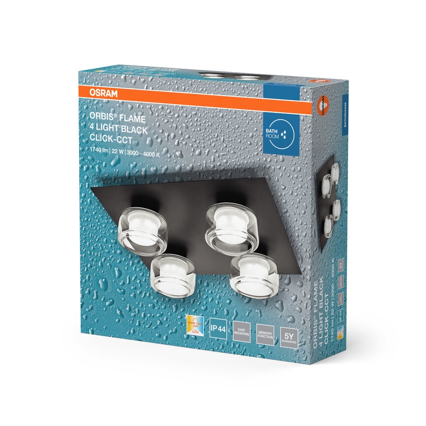 Osram - LED badrumsplafond ORBIS FLAME 4xLED/5,5W/230V 3000/4000K IP44 svart