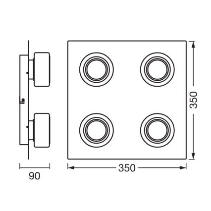 Osram - LED badrumsplafond ORBIS FLAME 4xLED/5,5W/230V 3000/4000K IP44 svart