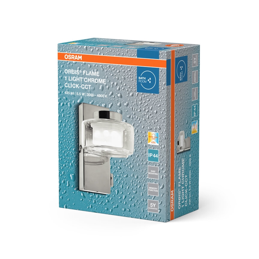 Osram - LED-vägglampa för badrum ORBIS FLAME LED/5,5W/230V 3000/4000K IP44 blank krom