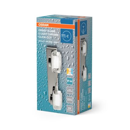 Osram - LED badrumsväggarmatur ORBIS FLAME 2xLED/5,5W/230V 3000/4000K IP44 blank krom