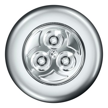 Osram - LED-beröringsstyrd orienteringslampa DOT-IT LED/0,2W/3xAAA Ø 6,8 cm silver