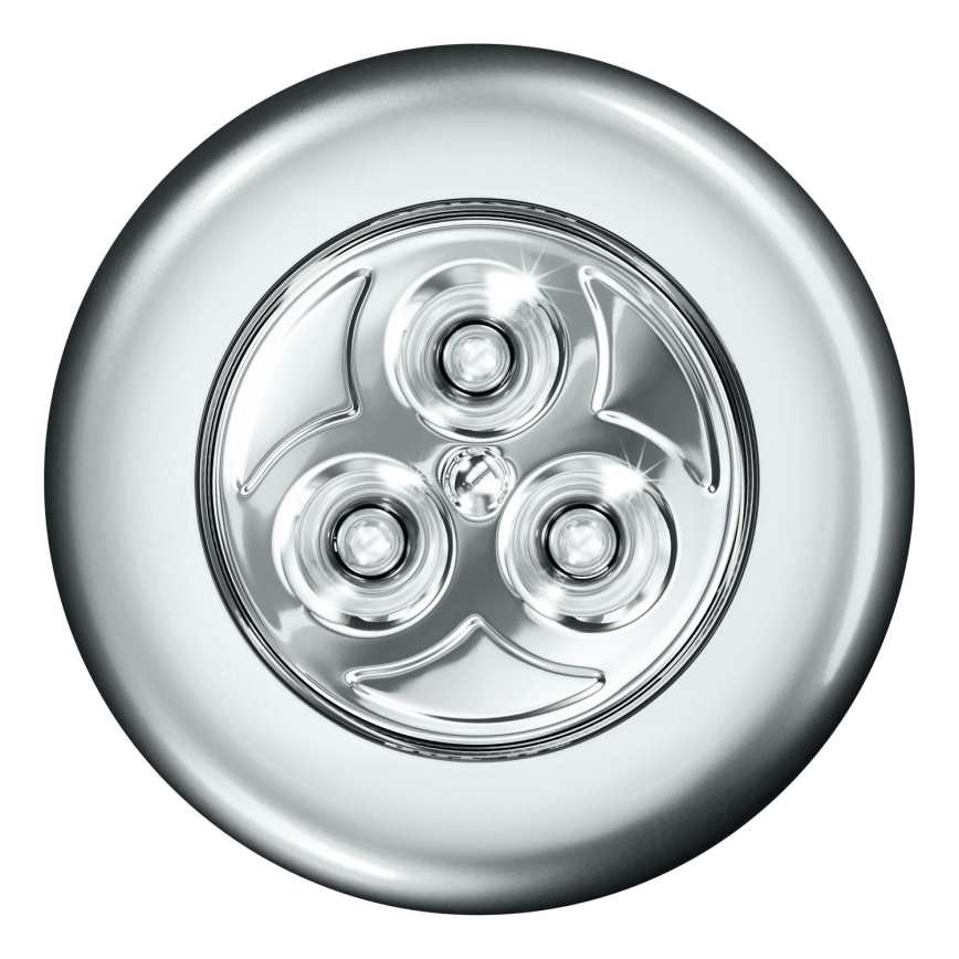 Osram - LED-beröringsstyrd orienteringslampa DOT-IT LED/0,2W/3xAAA Ø 6,8 cm silver