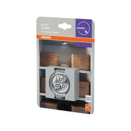 Osram - LED-beröringsstyrd orienteringslampa DOT-IT LED/0,2W/3xAAA Ø 6,8 cm silver