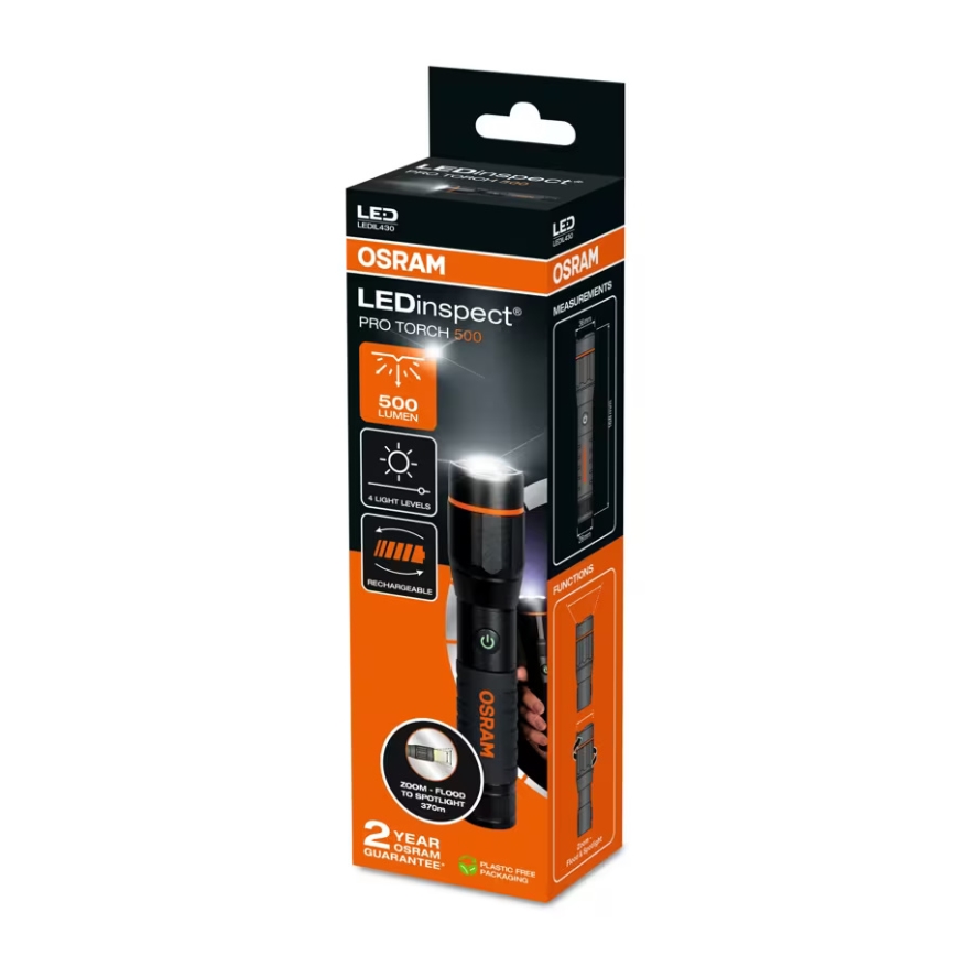 Osram - Dimbar, uppladdningsbar LED-ficklampa LEDINSPECT PRO TORCH 500 LED/6W/3,7V 2200 mAh IP44
