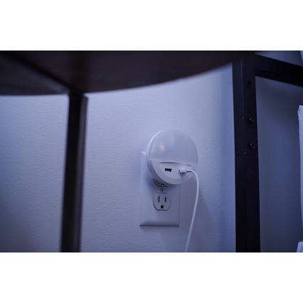 Osram - LED-nattlampa för vägguttag med sensor LUNETTA 2xUSB LED/13W/230V