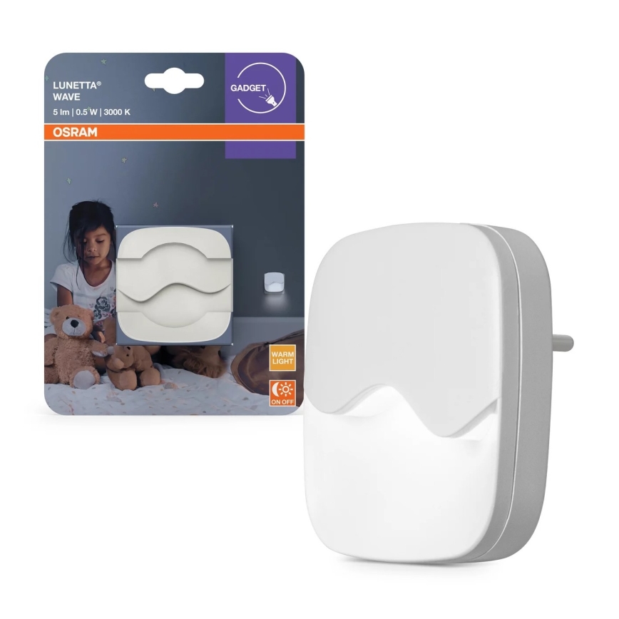 Osram - LED-nattlampa för vägguttag med skymningssensor LUNETTA LED/0,5W/230V