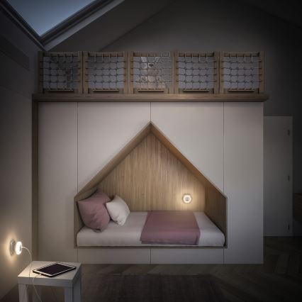 Osram - LED-nattlampa för vägguttag med USB LUNETTA LED/15W/230V vit