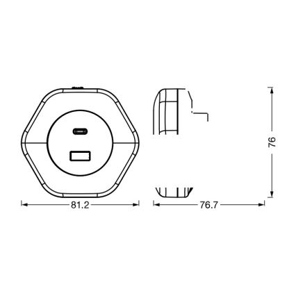 Osram - LED-nattlampa för vägguttag med USB LUNETTA LED/15W/230V vit