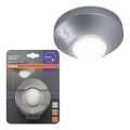 Osram - LED-nattlampa med sensor NIGHTLUX LED/2W/3xAA silverfärgad