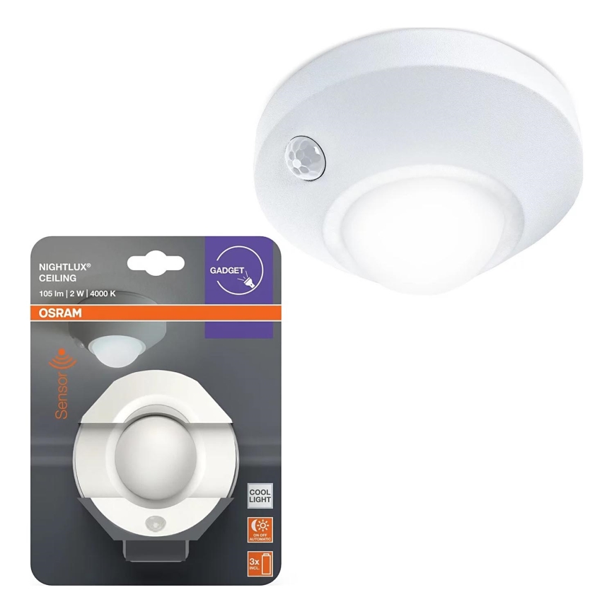 Osram - LED nattlampa med sensor NIGHTLUX LED/2W/3xAA vit