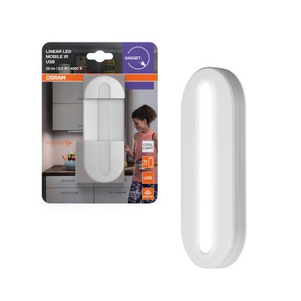Osram - LED-orienteringslampa med rörelsesensor MOBILE LED/0,5 W/3,7 V 330 mAh CRI 90 vit
