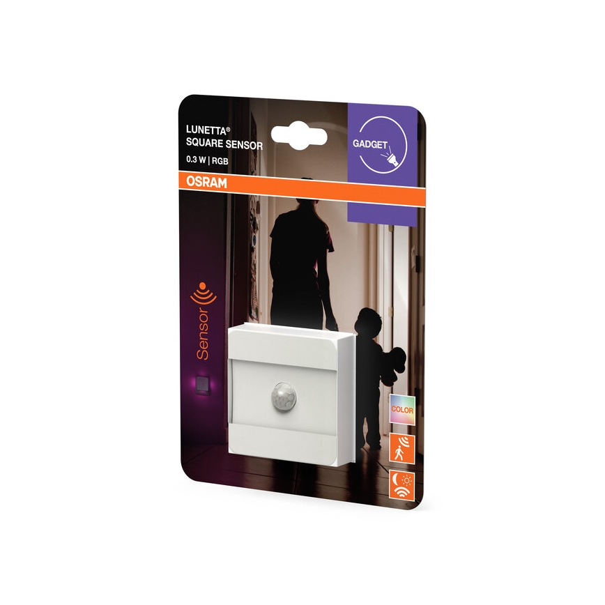 Osram - LED RGB nattlampa för vägguttag med sensor LUNETTA LED/0,3W/230V