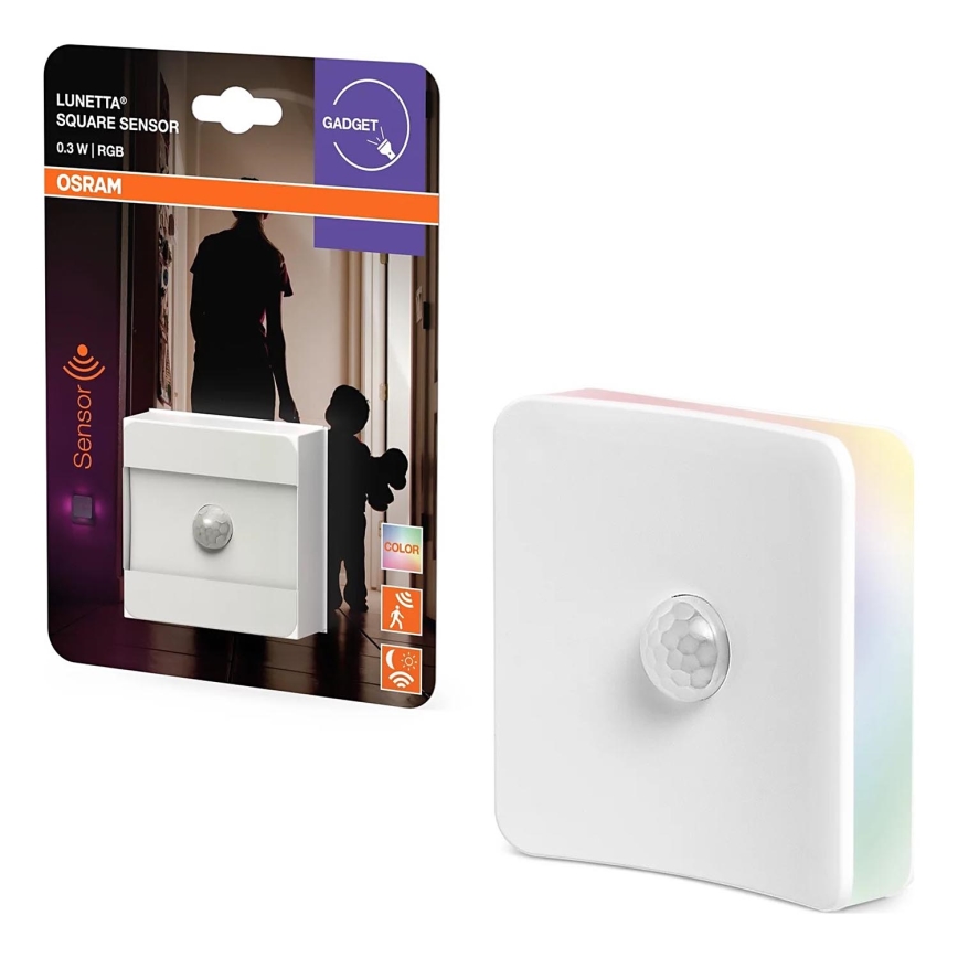 Osram - LED RGB nattlampa för vägguttag med sensor LUNETTA LED/0,3W/230V