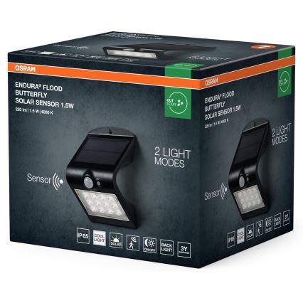 Osram - LED Solcellsvägglampa med rörelse- och skymningssensor FJÄRIL LED/1,5W/3,7V 1200 mAh IP65