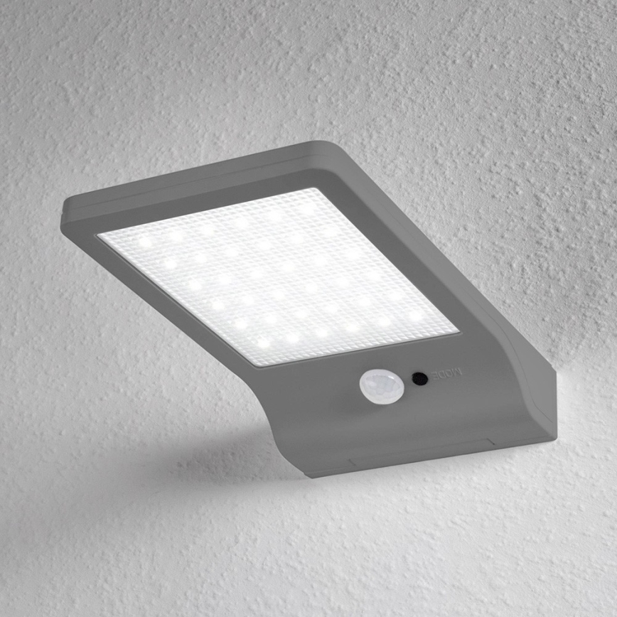 Osram - LED-solcellsvägglampa med sensor DOORLED LED/3W/3,3V 2000 mAh IP44 silver