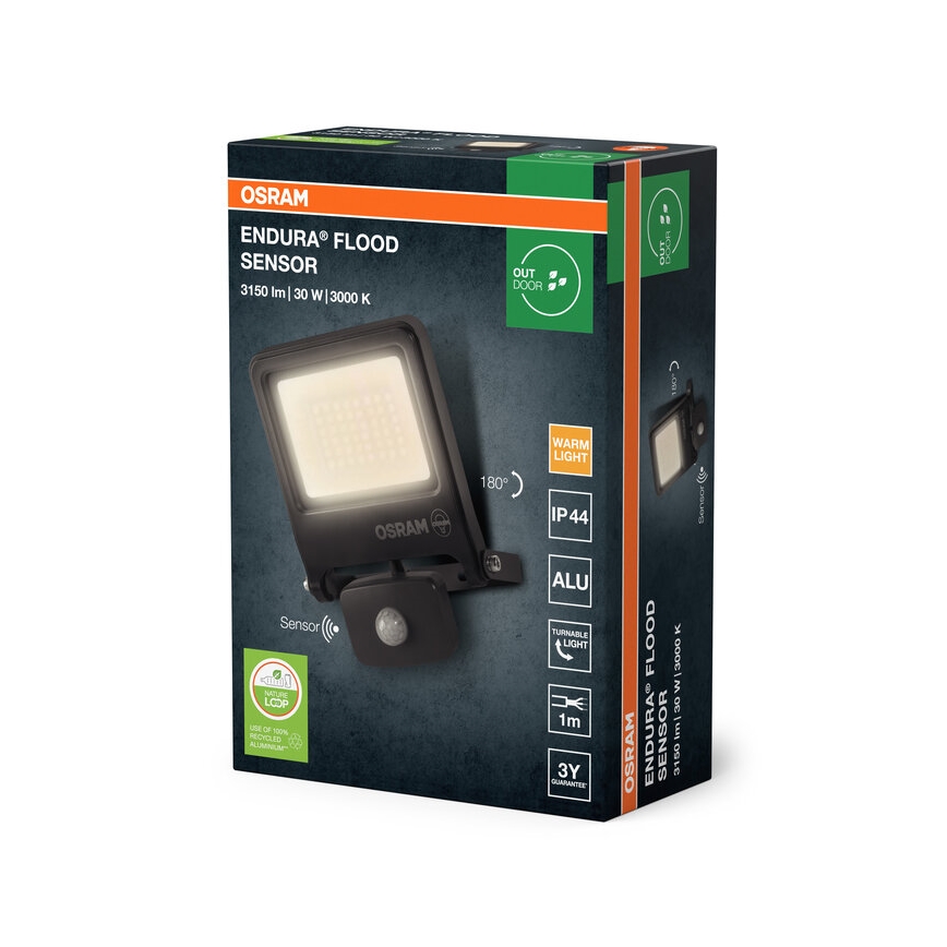 Osram - LED-strålkastare med sensor ENDURA LED/30W/230V 3000K IP44