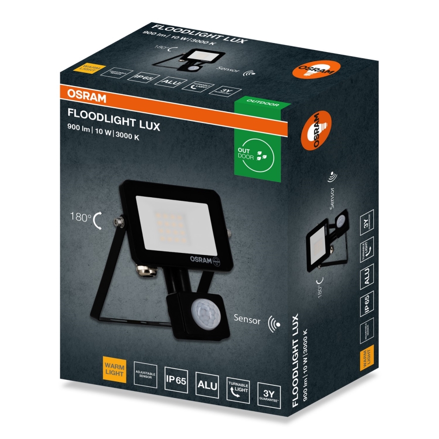 Osram - LED-strålkastare med sensor FLOODLIGHT LED/10W/230V 3000K IP65