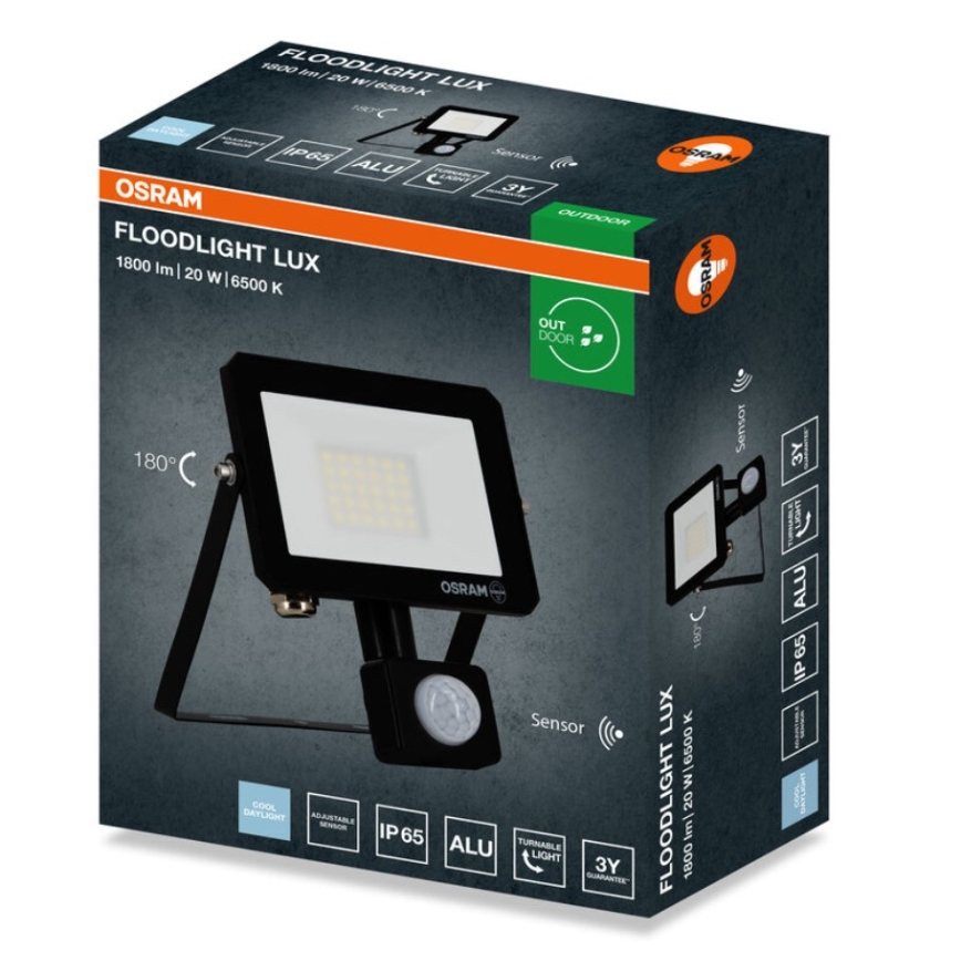 Osram - LED-strålkastare med sensor FLOODLIGHT LED/20W/230V 6500K IP65