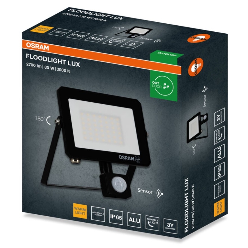 Osram - LED-strålkastare med sensor FLOODLIGHT LED/30W/230V 3000K IP65