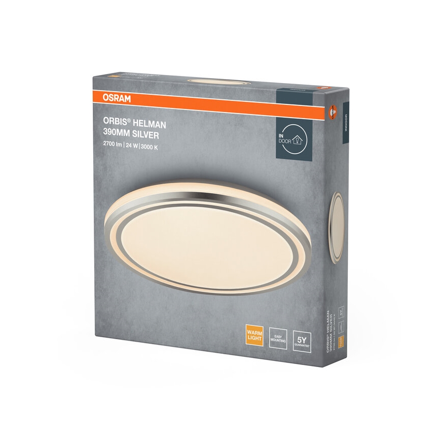 Osram - LED-taklampa ORBIS HELMAN LED/24W/230V Ø 39 cm silverfärgad