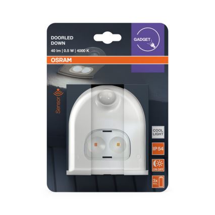 Osram - DOORLED LED-utomhusväggarmatur med sensor LED/0,5W/3xAA IP54 vit