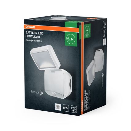 Osram - LED väggstrålkastare för utomhusbruk med sensor BATTERY LED/4W/4xD IP54