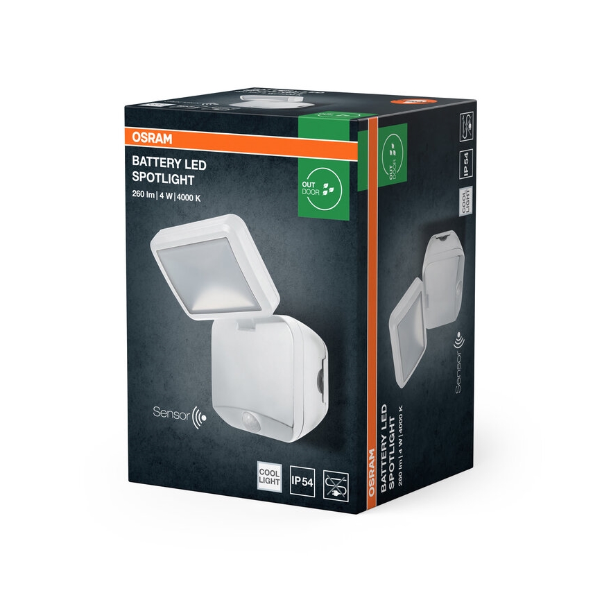 Osram - LED väggstrålkastare för utomhusbruk med sensor BATTERY LED/4W/4xD IP54