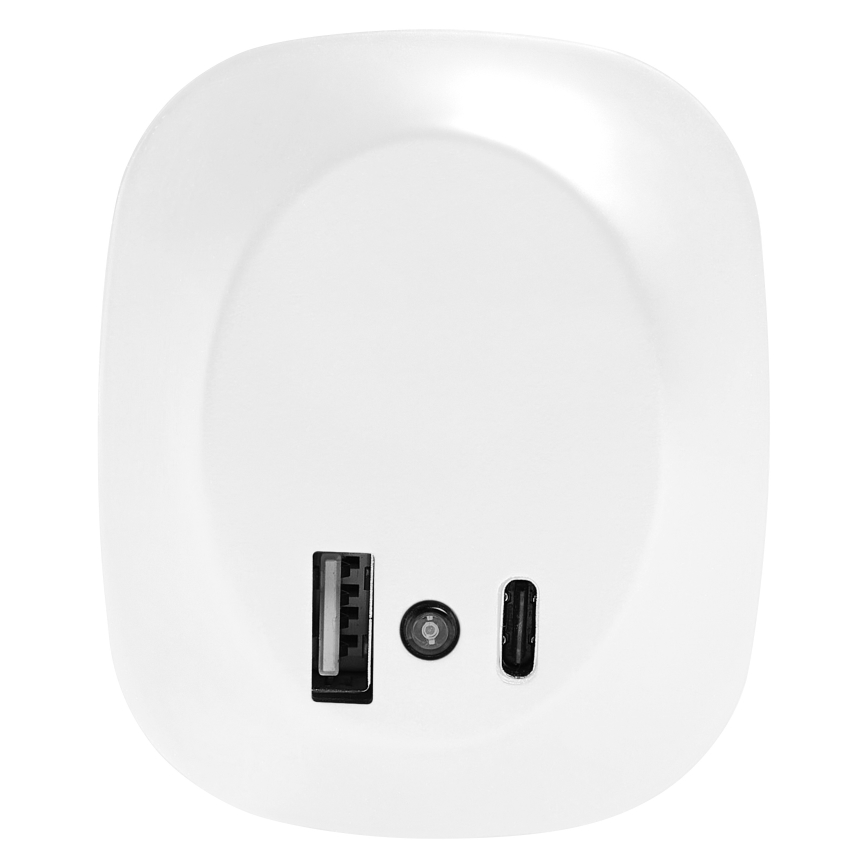 Osram - LED-nattlampa för vägguttag med sensor och USB-port LUNETTA LED/12,5W/230V vit