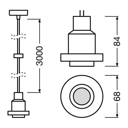Osram - Nätkabel till PENDULUM 1xE27/40W/230V svart