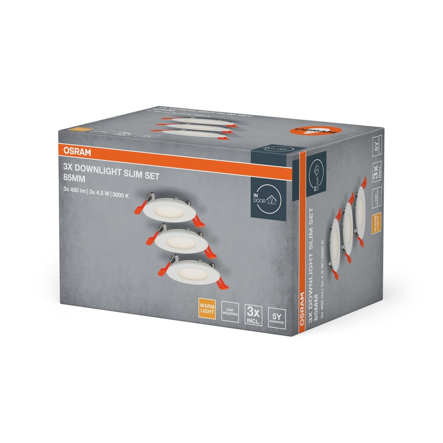 Osram - Set med 3 LED-infällda takarmaturer SLIM LED/4,5W/230V