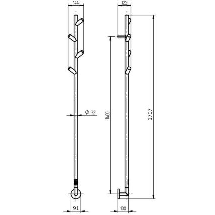 P.M.H. LS1SS - Elektrisk handdukstork LISA 24W/230V 170 cm IP44 i polerat rostfritt stål