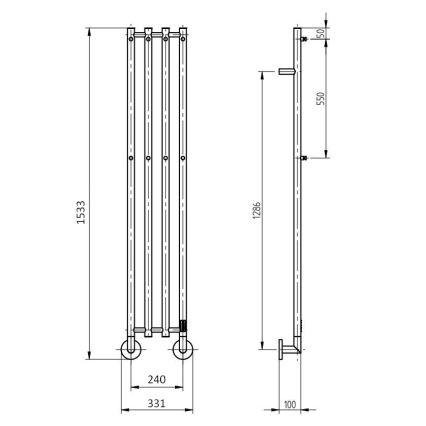 P.M.H. MO1B-R - Elektrisk handdukstork MONA 93W/230V 153,3 cm IP44 svart