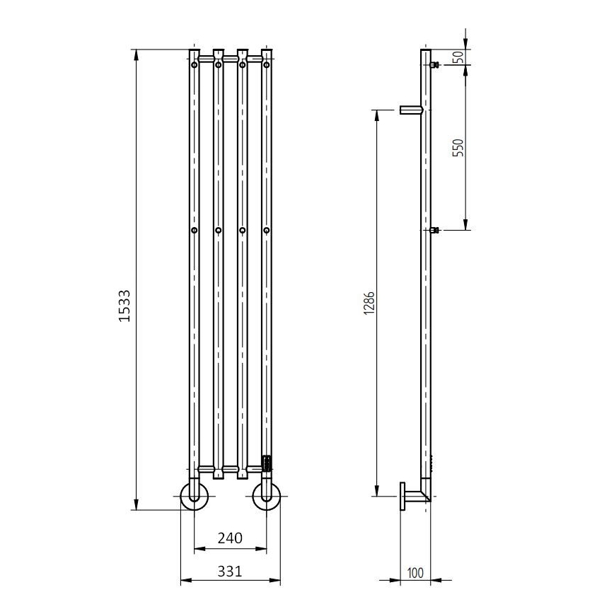 P.M.H. MO1B-R - Elektrisk handdukstork MONA 93W/230V 153,3 cm IP44 svart