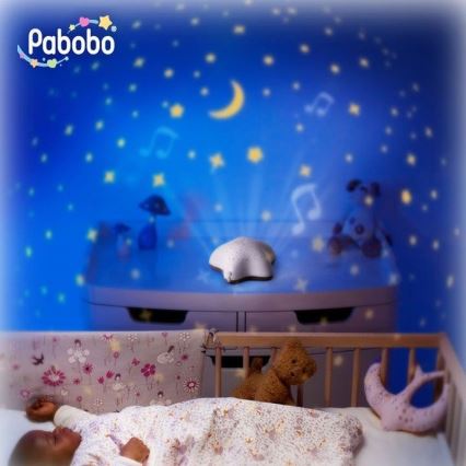 PABOBO - projektor med en melodi stjärna 3xAA beige