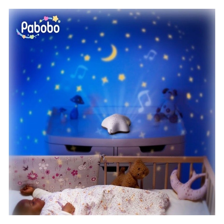 PABOBO - projektor med en melodi stjärna 3xAA beige