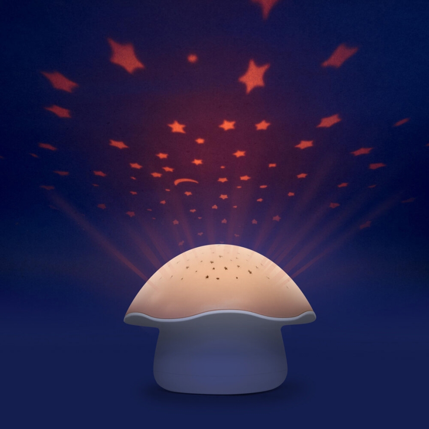 PABOBO - Projektor med melody STAR MUSHROOM 3xAA laxrosa