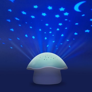 PABOBO - Projektor med sång STAR MUSHROOM 3xAA blå