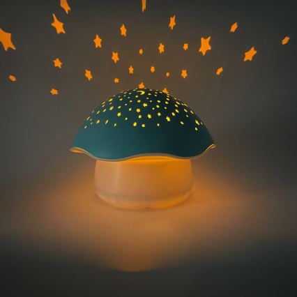 PABOBO - Projektor med sång STAR MUSHROOM 3xAA blå